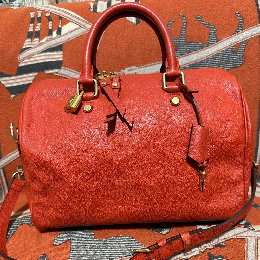 LOUIS VUITTON❤️🌟AH2163 EMPREINTE ORANGE SPEEDY BANDOULIERE 30 ⭐️